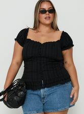 Suiter Frill Detail Top Black Curve