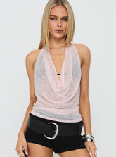 Sylara Deep Cowl Neck Top Pink