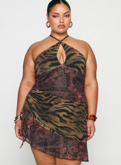 Syrefena Halter Mini Dress Multi Curve