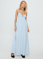 Avelyn Shirred Maxi Dress Blue Stripe