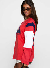 MLS 96 Retro Oversized Long Sleeve Top Red