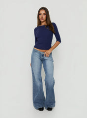 Elaia 3/4 Sleeve Top Navy