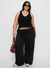 Baseline V Neck Rib Tank Top Black / White Curve