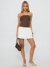 Sicialia Strapless Mini Dress Brown / White