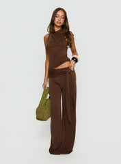 Katiana Wrap Jersey Pants Brown